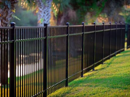 Black aluminum rail fence